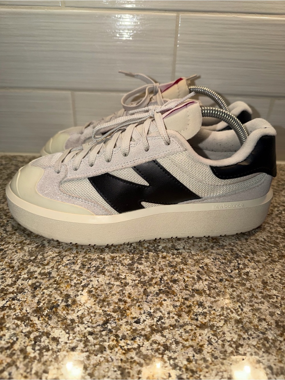 New Balance Women's Cream & Black Platform Sneakers